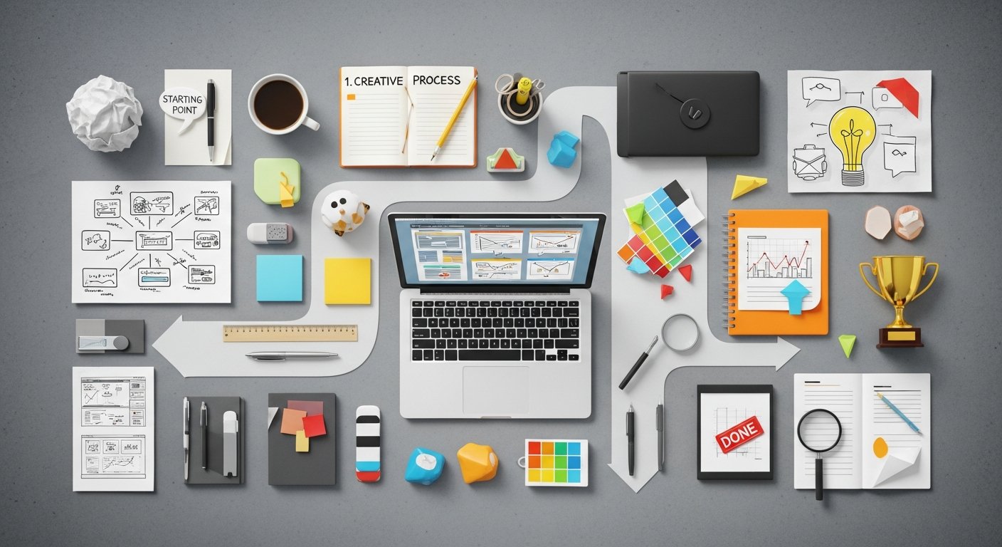 Featured illustration of e-commerce strategy: laptop, shopping cart, analytics chart, and digital marketing icons