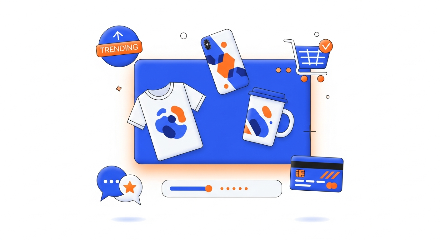 Design viral print on demand products illustration