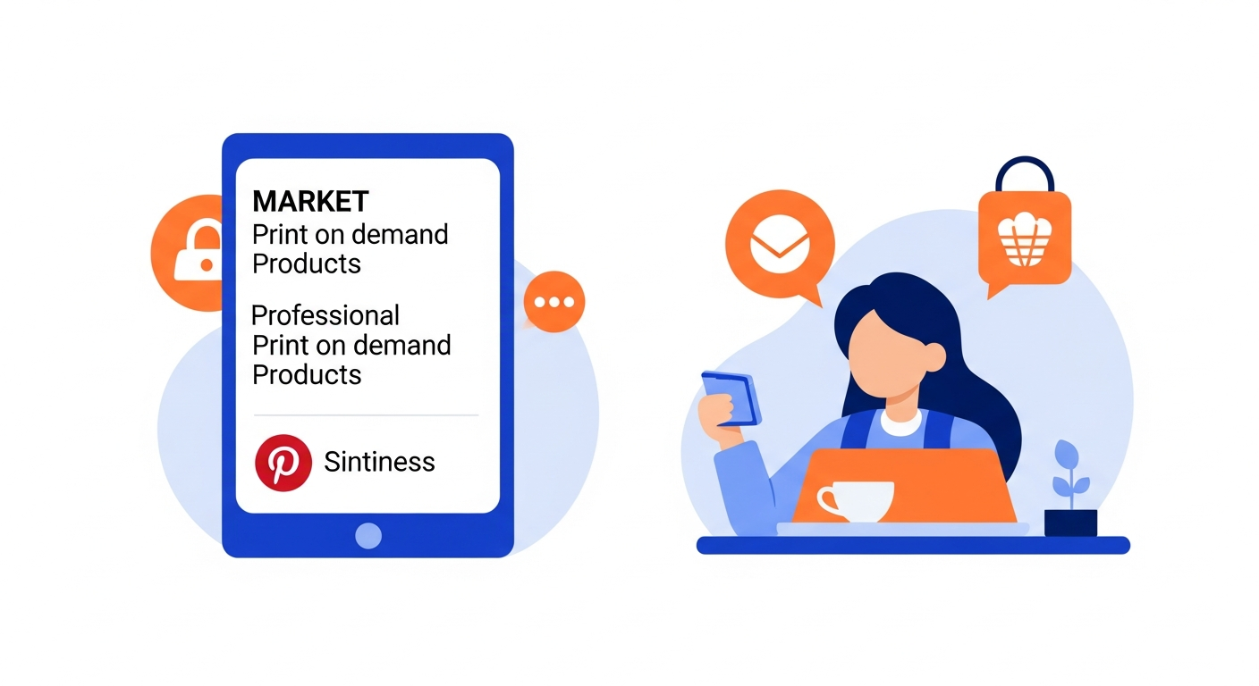 Market print on demand products on Pinterest illustration