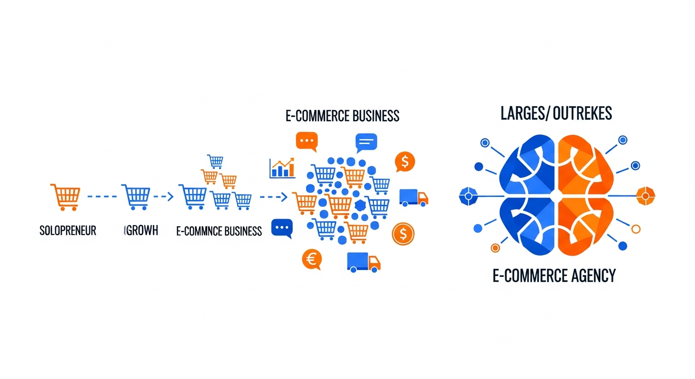 Scale solopreneur to e-commerce agency illustration