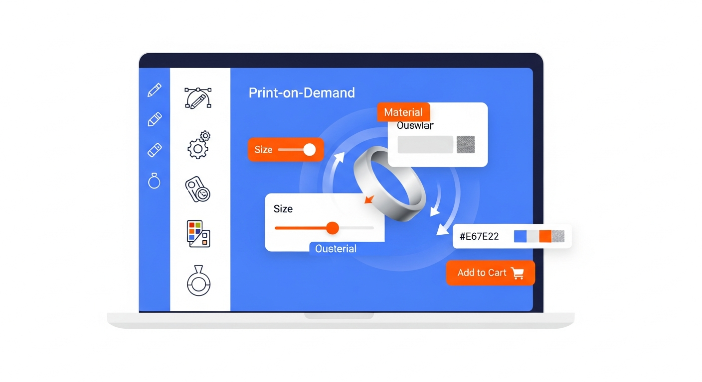 Setup print on demand jewelry brand illustration