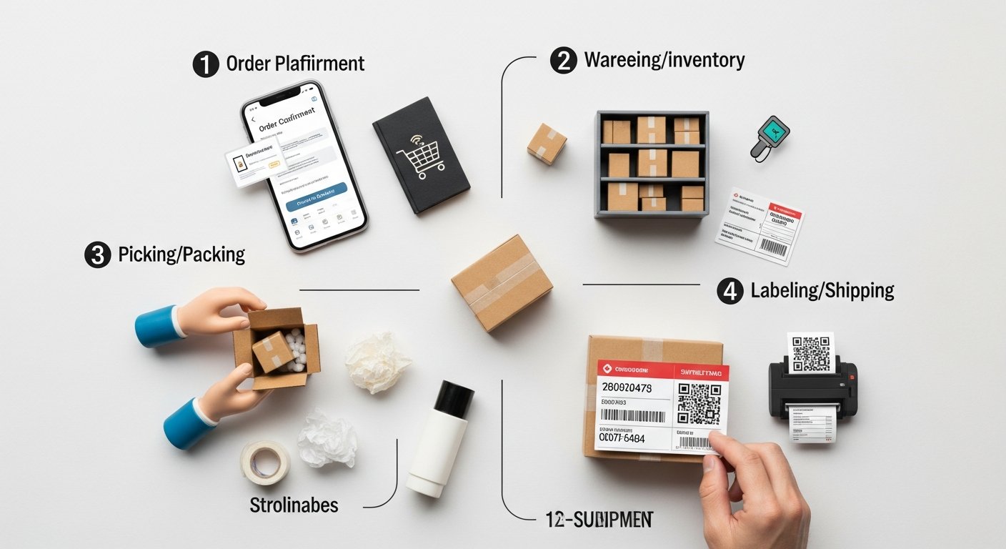 Featured illustration of e-commerce fulfillment and logistics for E-Commerce Strategy, digital marketing and online business